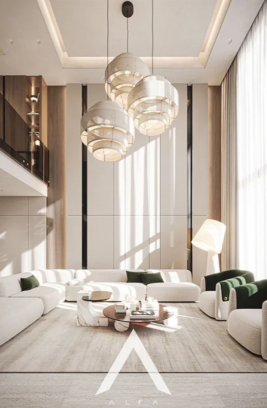 luxury living room interior with modern furniture Dubai