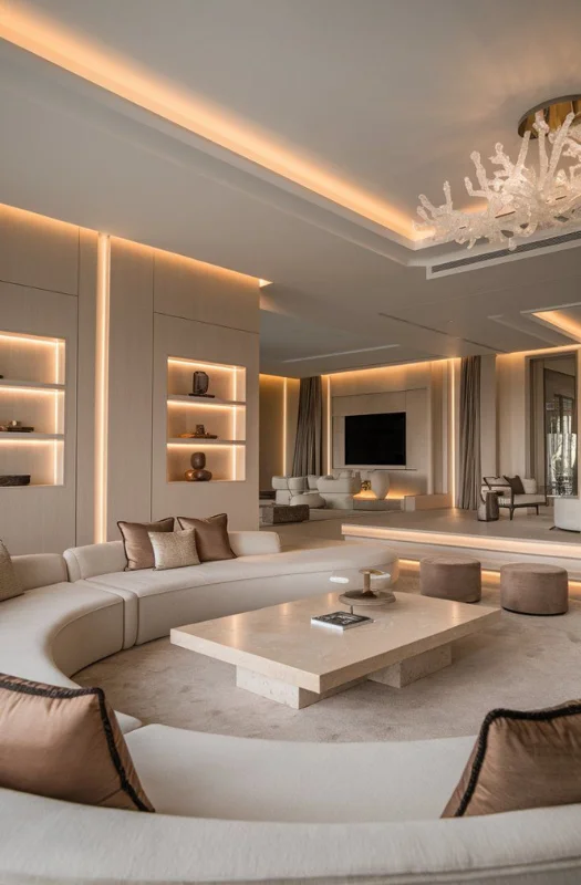 expert designers creating luxury living room in Dubai
