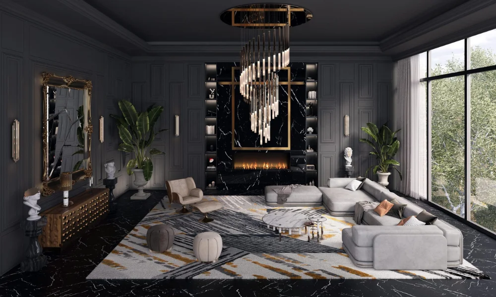 modern living room interior project in Dubai