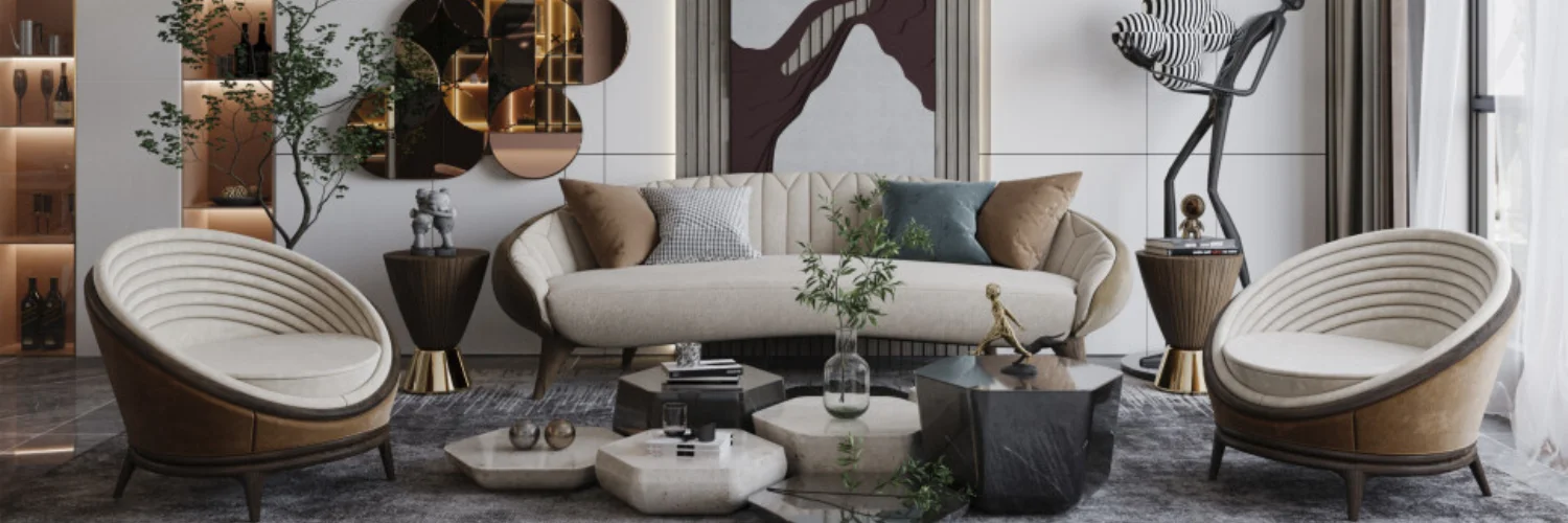 professional living room interior design services in Dubai