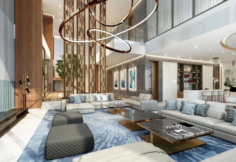 Modern luxury home living room renovation in Dubai.