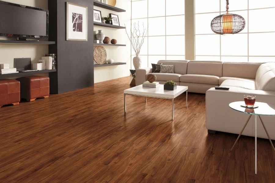 Brown wood floor for luxury living room.