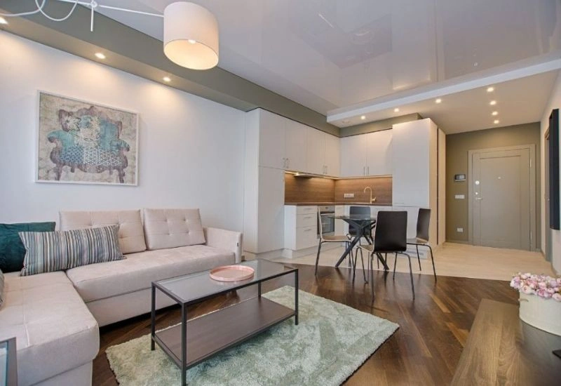 Small apartment kitchen and living renovation Dubai.