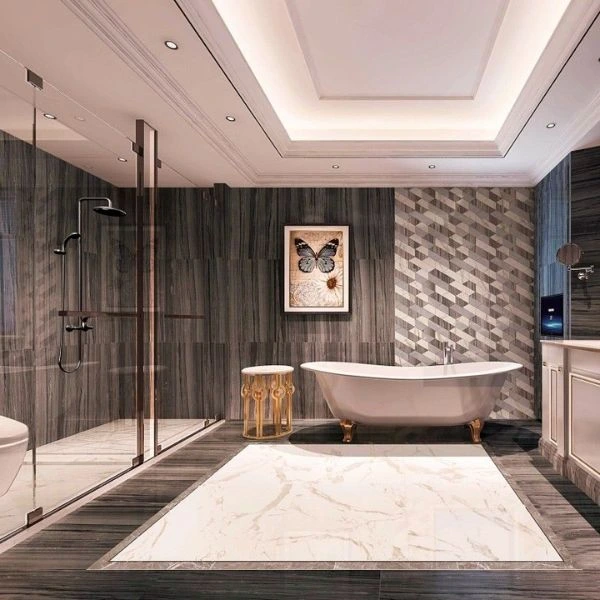 Luxury bathroom finishing with gold fixtures.