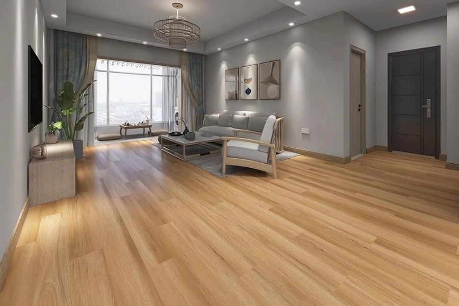 Smooth wood floor for modern living room.