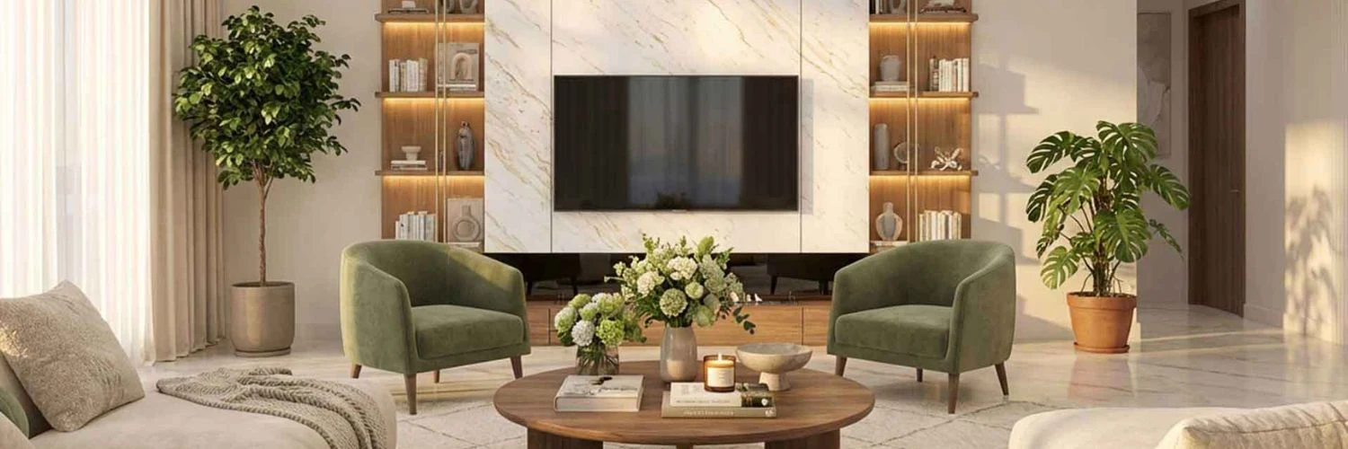 Modern TV Wall And Living Room Renovation Dubai