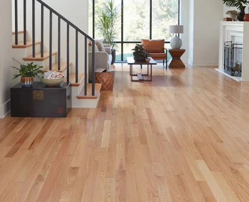 Light wood floor for house with stairs.
