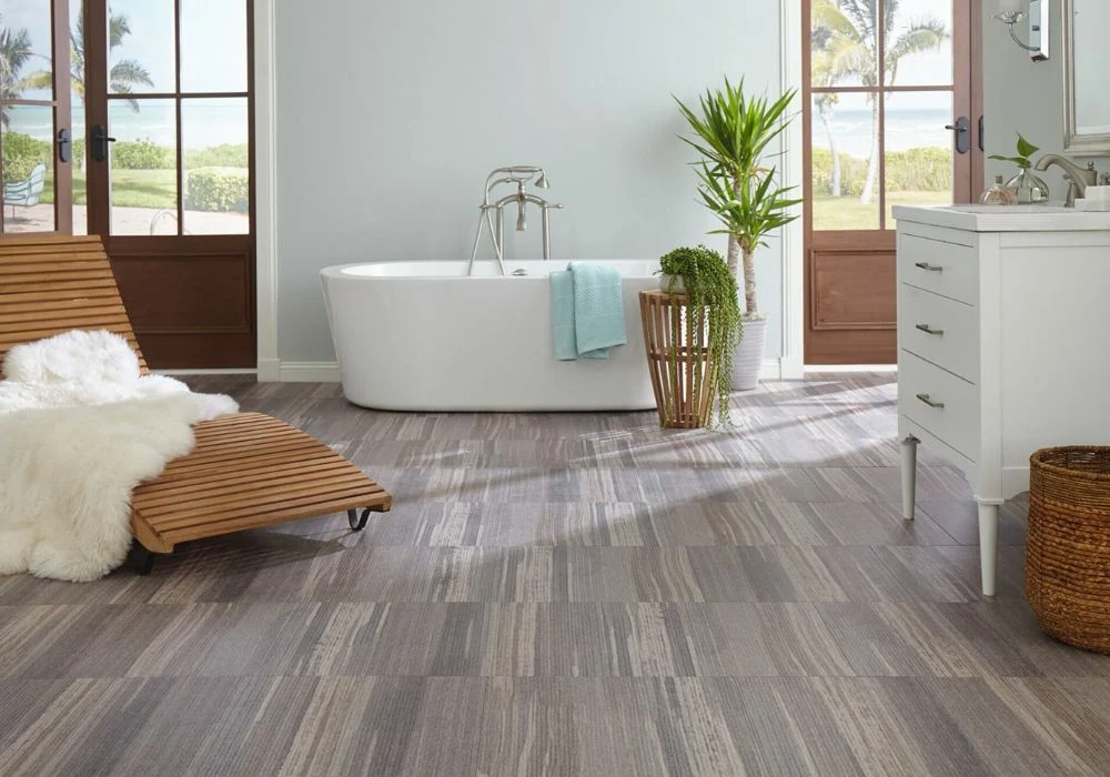 Luxury bathroom flooring renovation in Dubai.