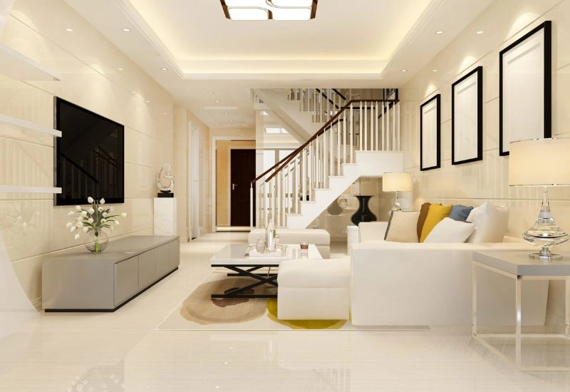 Luxury apartment living room and staircase renovation Dubai.