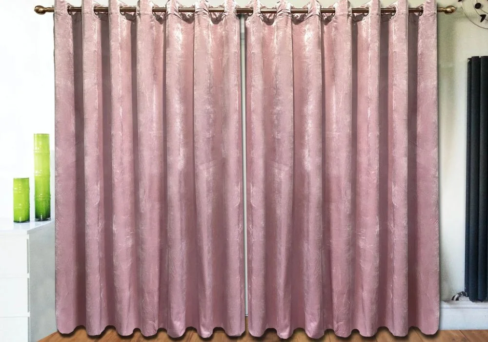 Luxury pink velvet curtains for elegant rooms.