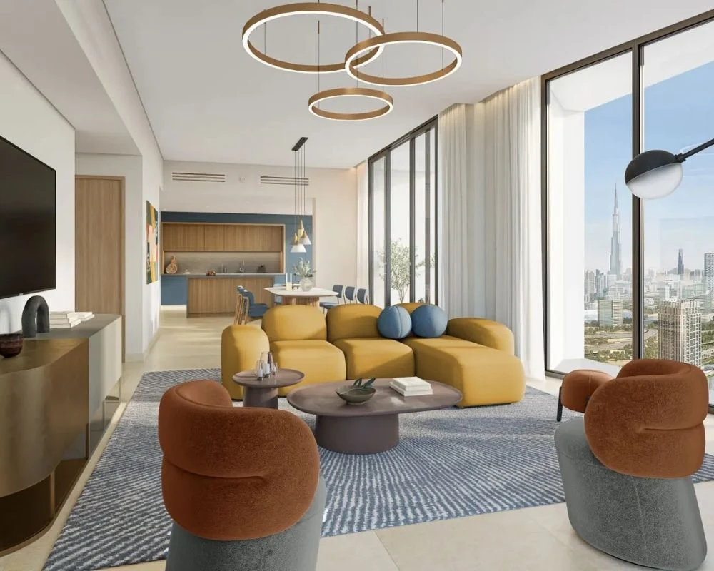 Modern classic living room renovation in Dubai.