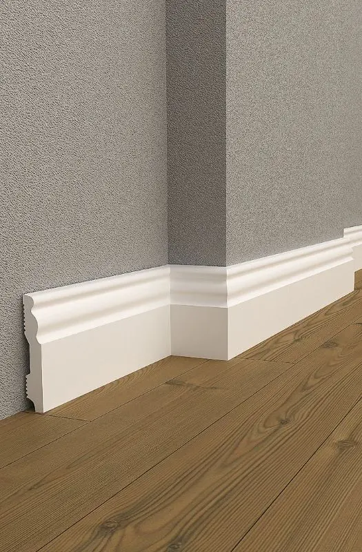 White MDF Wall Skirting For Wooden Flooring Dubai