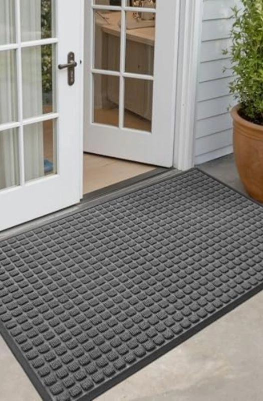 Heavy-duty grey rubber entrance mat for outdoor Dubai.