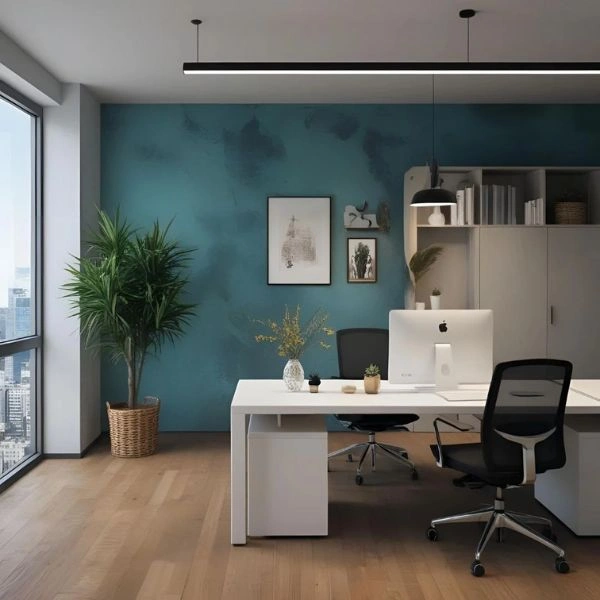 Commercial office space with professional corporate wall painting.