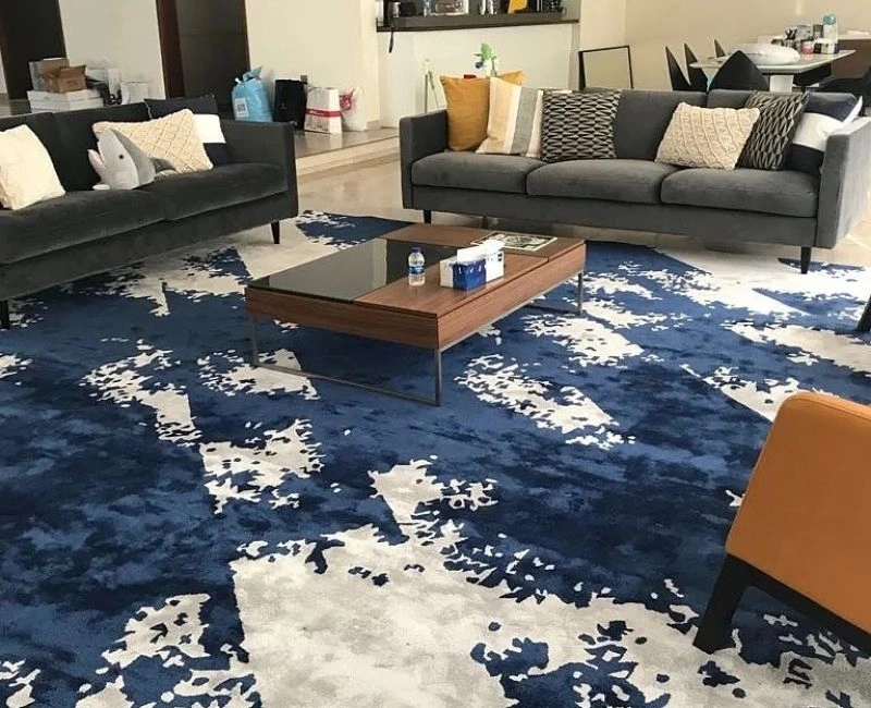 Luxury carpets Dubai cream 3D wavy pattern carpets in Dubai.
