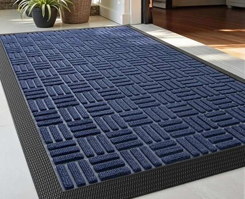 Blue textured indoor entrance floor mat in Dubai.