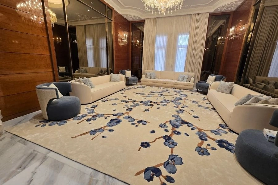 Modern grey linear office carpet tiles in Dubai.
