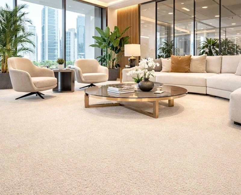 Luxury cream wall to wall carpet in Dubai lounge.