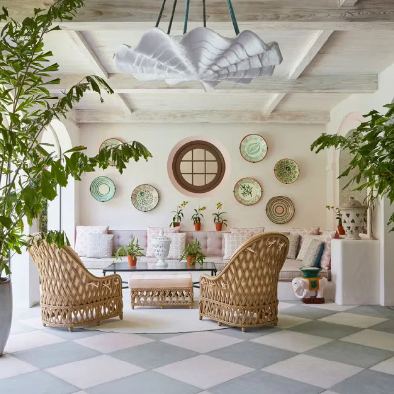 Modern patio interior with comfortable outdoor seating