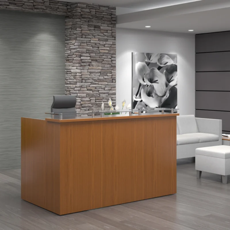 Stylish office reception area with modern interior design