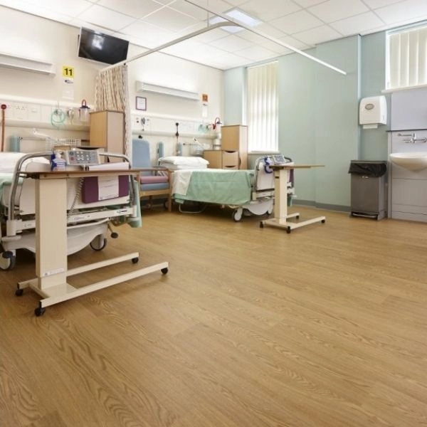 Hygienic vinyl flooring installation in Dubai hospital