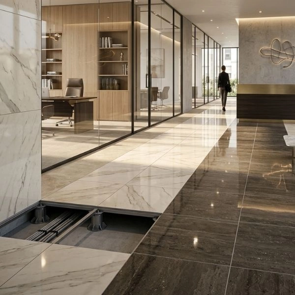 Marble finish raised access floor in Dubai