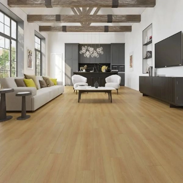 Open plan living room with WPC vinyl flooring