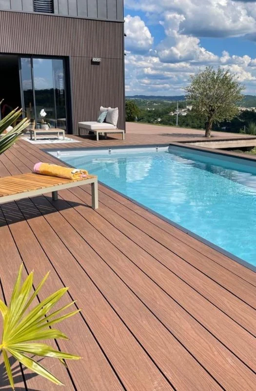 Villa swimming pool with WPC deck boards