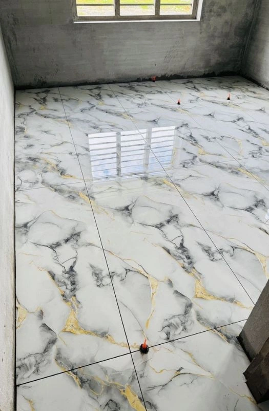 White marble effect ceramic floor tile design