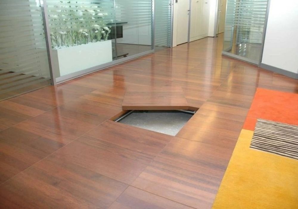 Wooden finish raised access floor in Dubai
