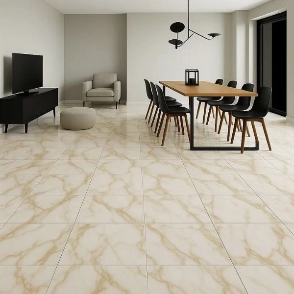 Beige marble finish porcelain tiles in Dubai