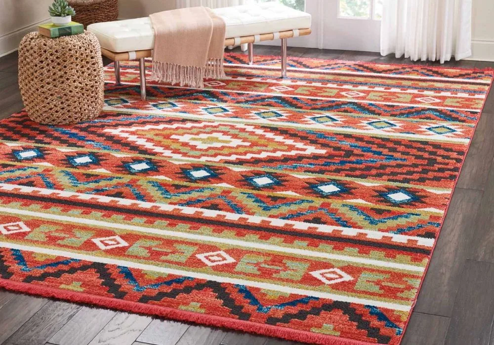 Multi-color bohemian geometric area rug