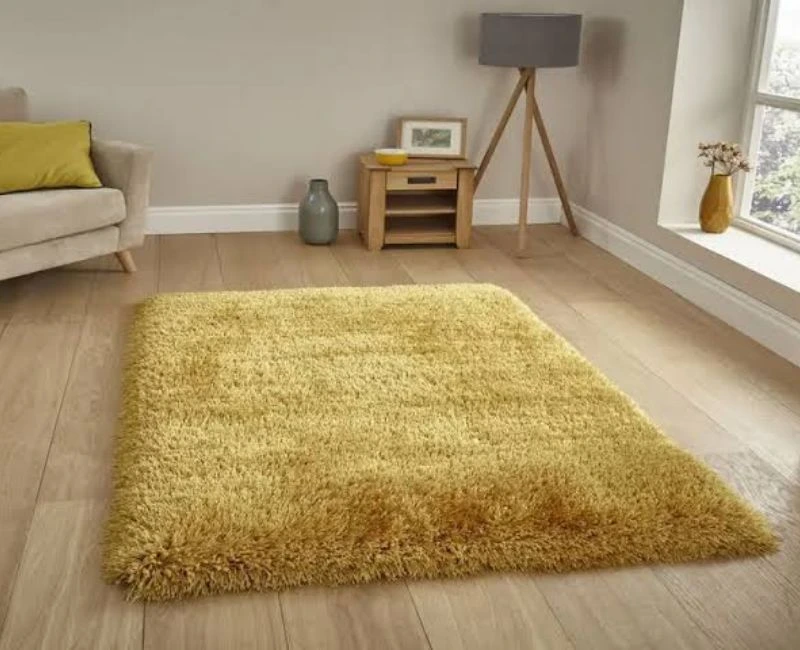 Yellow fluffy wool rug in Dubai