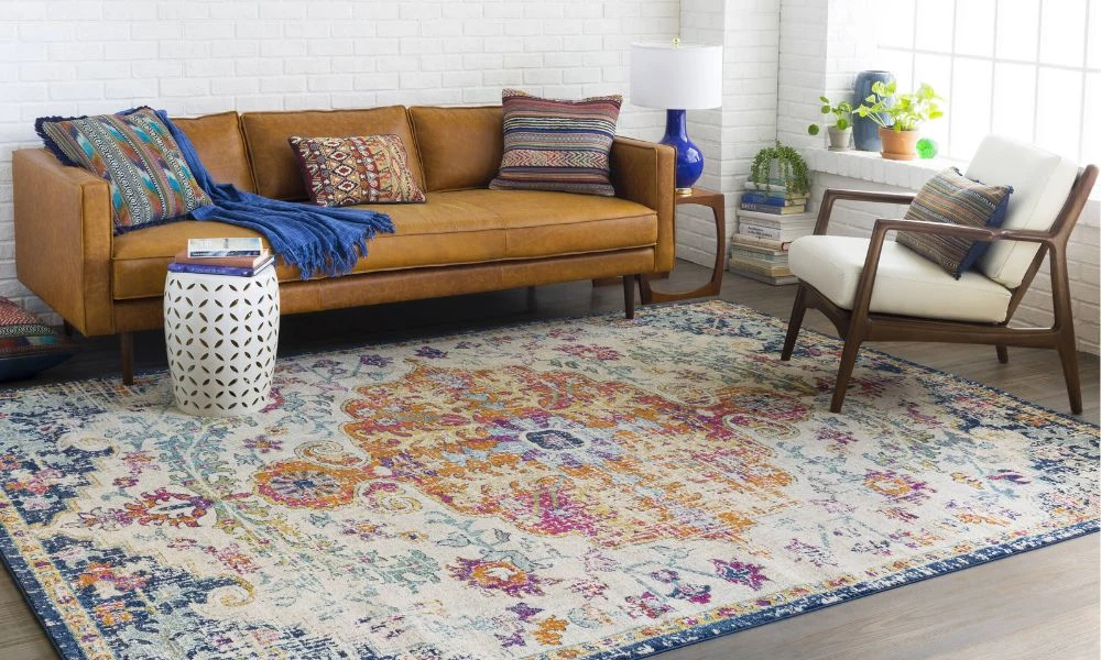 Traditional colorful floral area rug