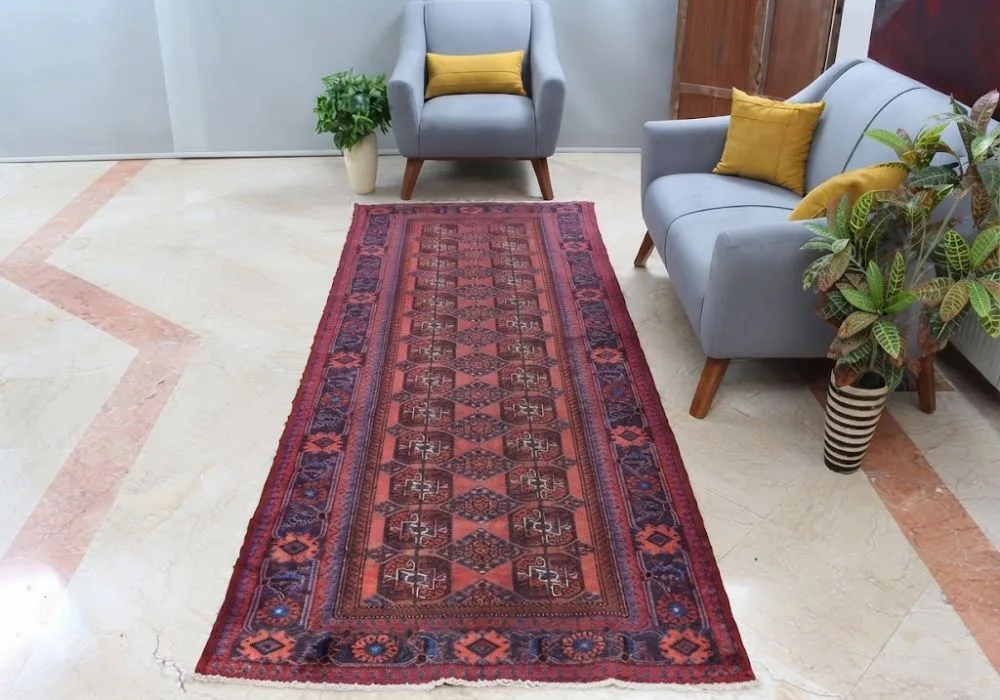Traditional red patterned runner rug in Dubai