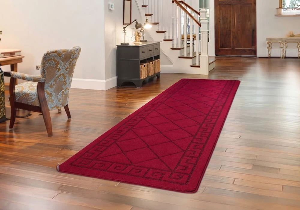 Bold red modern runner rug in Dubai