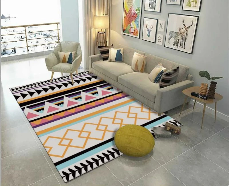 Abstract colorful geometric area rug
