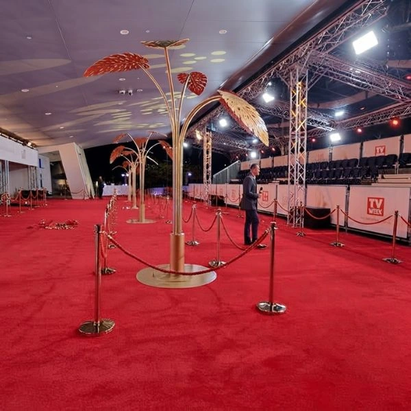 Blue exhibition carpet in corporate event hall