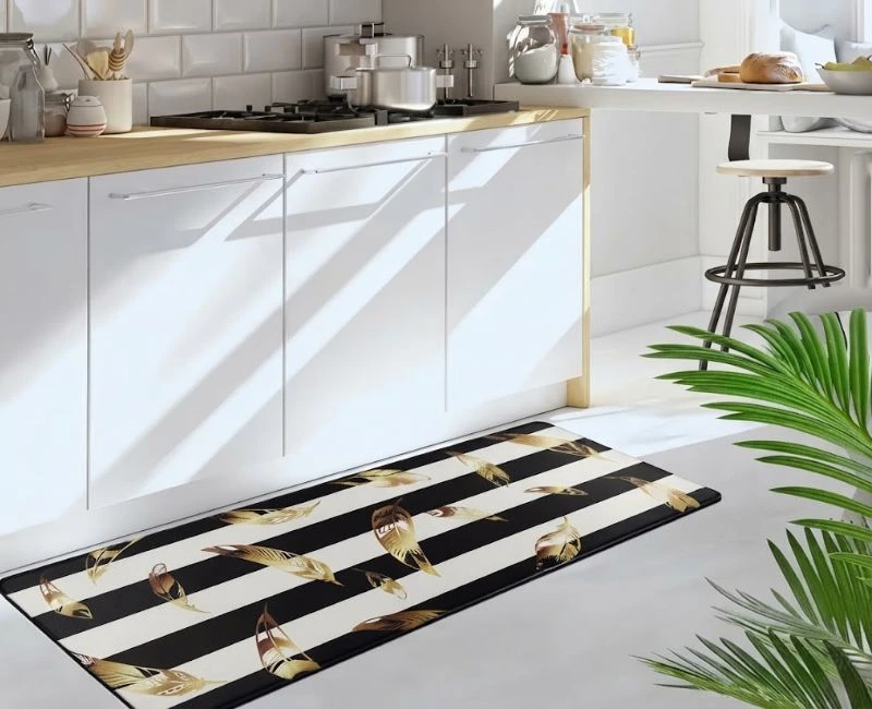 Gold feather pattern kitchen mat Dubai