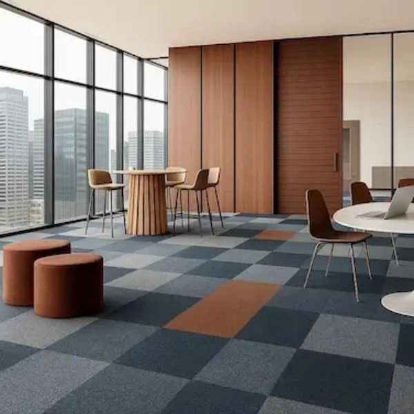 Grey brown block carpet tiles modern office