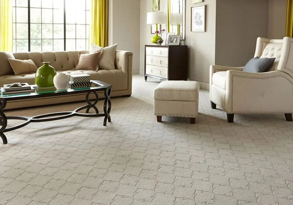 atterned beige wool carpet in Dubai living
