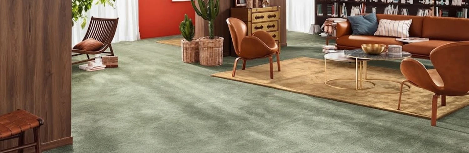 Sage green wool carpet in Dubai hall