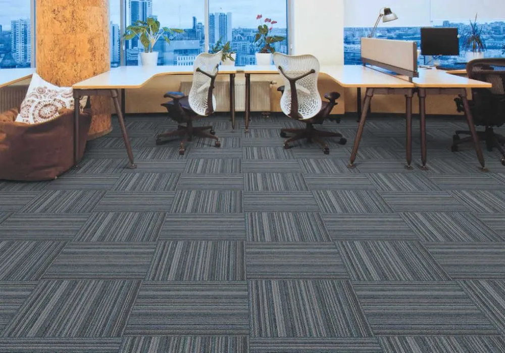 Dark grey striped checkered office carpet in Dubai