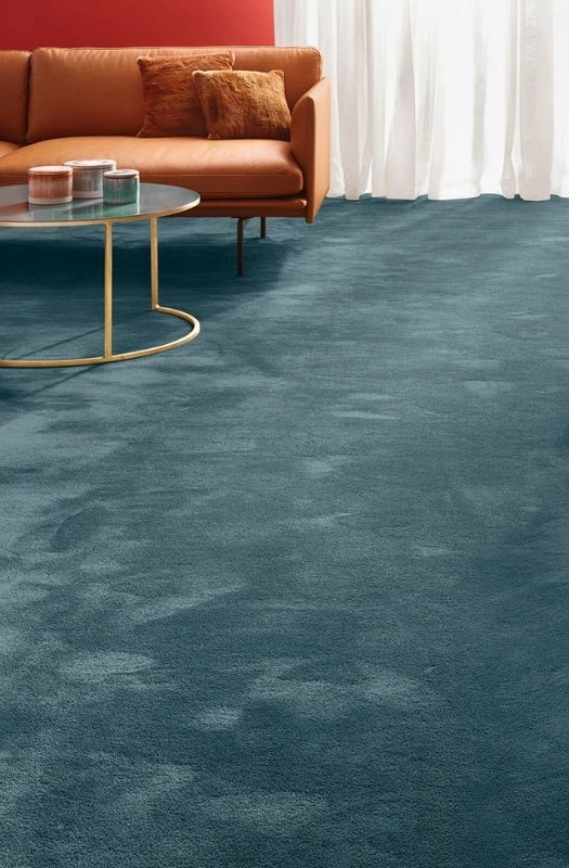 Teal wool carpet in Dubai living room