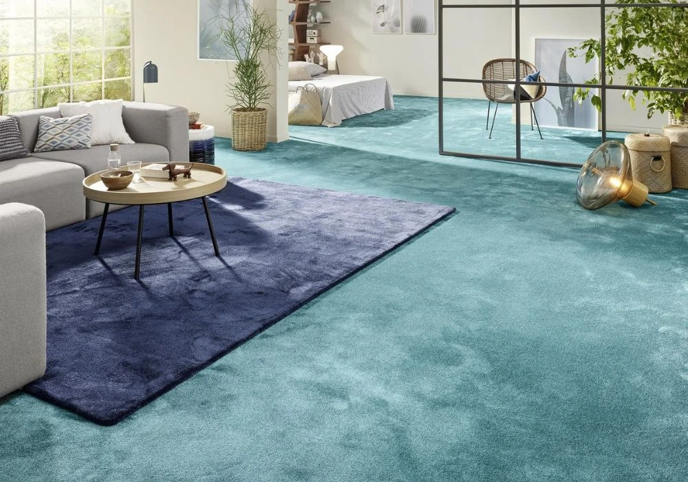 Teal Wall To Wall Living Room Carpet
