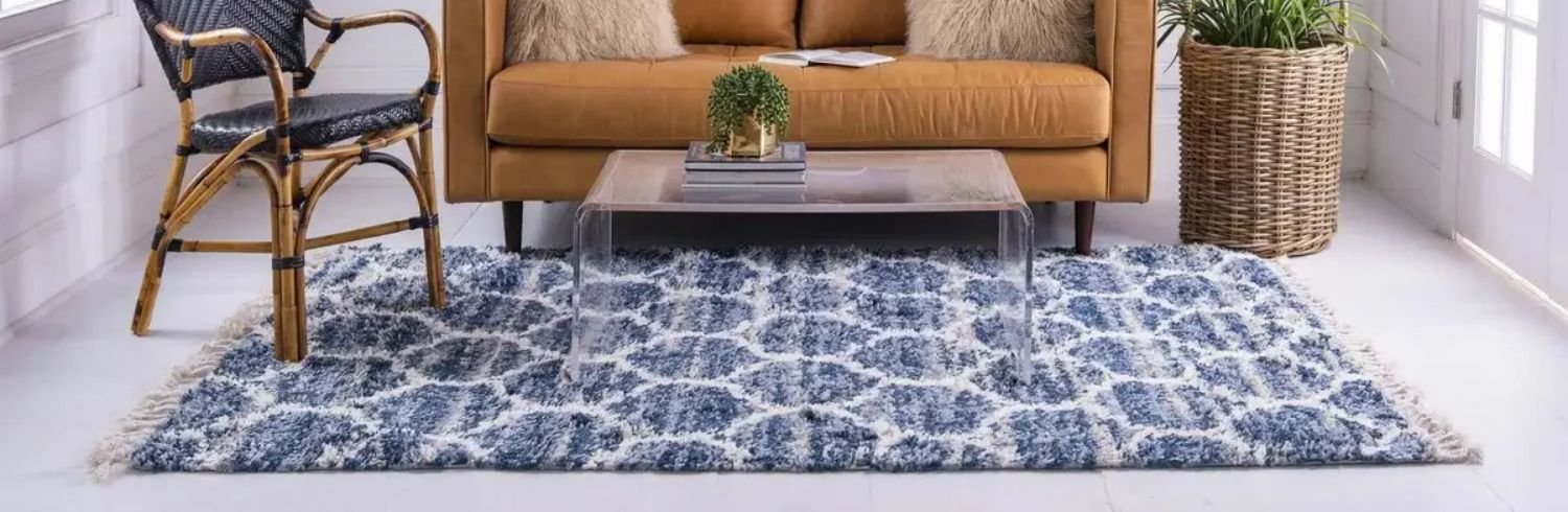 Blue Moroccan shaggy wool rug Dubai