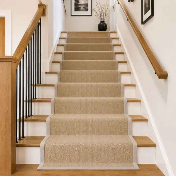 Woven natural fiber stair sisal carpet