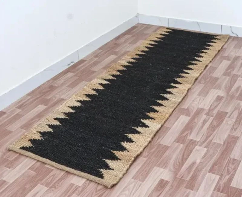 Natural jute black runner rug in Dubai