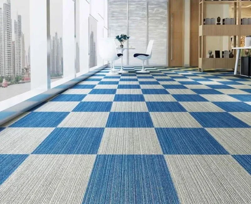 Blue and white checkered office carpet Dubai
