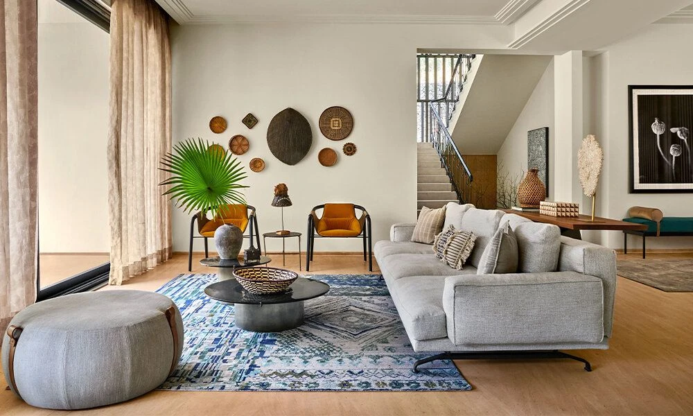 Modern blue patterned area rug